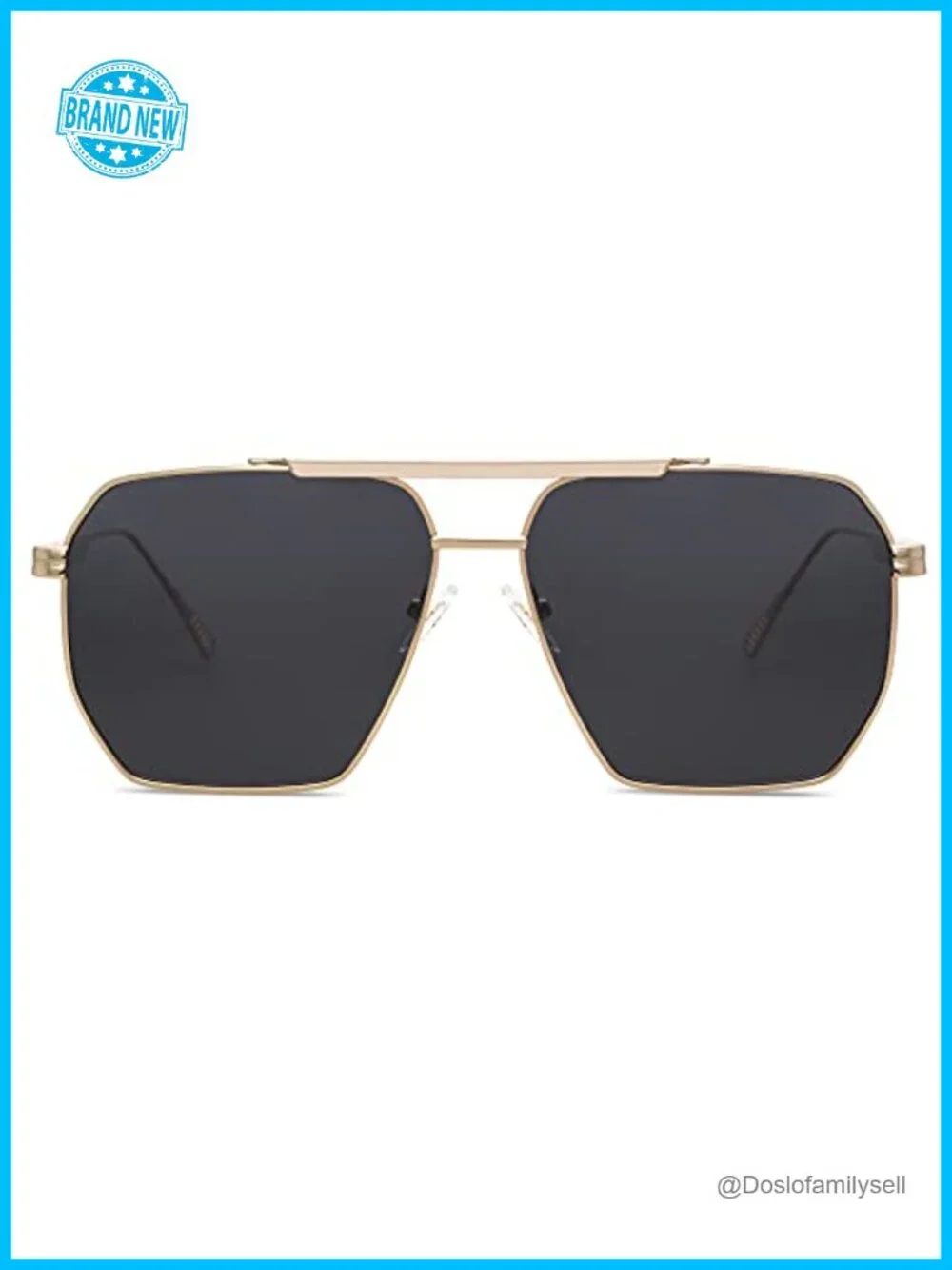 Oversized Square Polarized Sunglasses with Metal Frame UV400